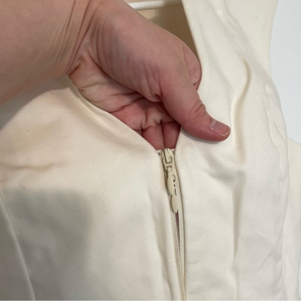 KATE SPADE Saturday Let's Make Contact V-Neck Zip Front Dress Cream Ivory Sheath - Picture 16 of 16